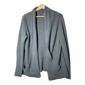 Fair Indigo Waffle Weave Gray Cardigan Size Large Cotton Alpaca Blend Made Peru